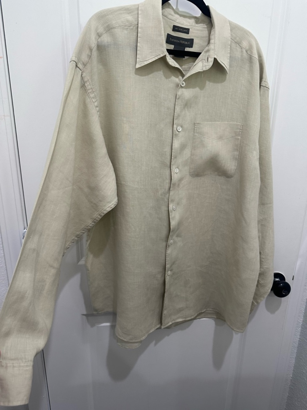 Banana Republic Men's Beige 100% Irish Linen Button-Up Shirt SZ XL